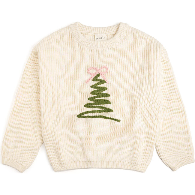 Coquette Christmas Tree Knit Sweater, Natural