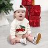 Christmas Truck Patch Long Sleeve Romper, Natural - Rompers - 2