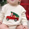 Christmas Truck Patch Long Sleeve Romper, Natural - Rompers - 3