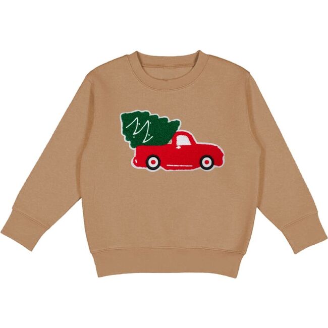 Christmas Truck Patch Sweatshirt, Mocha