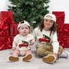 Christmas Truck Patch Long Sleeve Romper, Natural - Rompers - 4