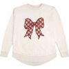 Christmas Plaid Bow Patch Women's Sweatshirt, Natural - Sweatshirts - 1 - thumbnail