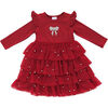 Christmas Pearl Long Sleeve Tutu Dress, Ruby Red - Dresses - 1 - thumbnail