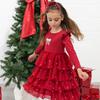 Christmas Pearl Long Sleeve Tutu Dress, Ruby Red - Dresses - 3