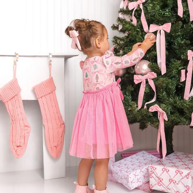 Nutcracker Trellis Christmas Long Sleeve Tutu Dress, Multi - Dresses - 4