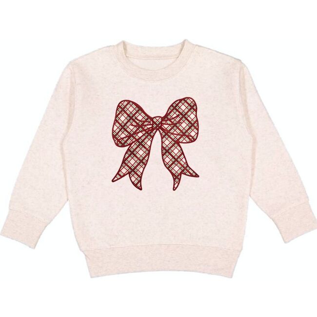 Christmas Plaid Bow Patch Sweatshirt, Natural