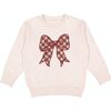 Christmas Plaid Bow Patch Sweatshirt, Natural - Sweatshirts - 1 - thumbnail