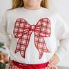 Christmas Plaid Bow Patch Sweatshirt, Natural - Sweatshirts - 3