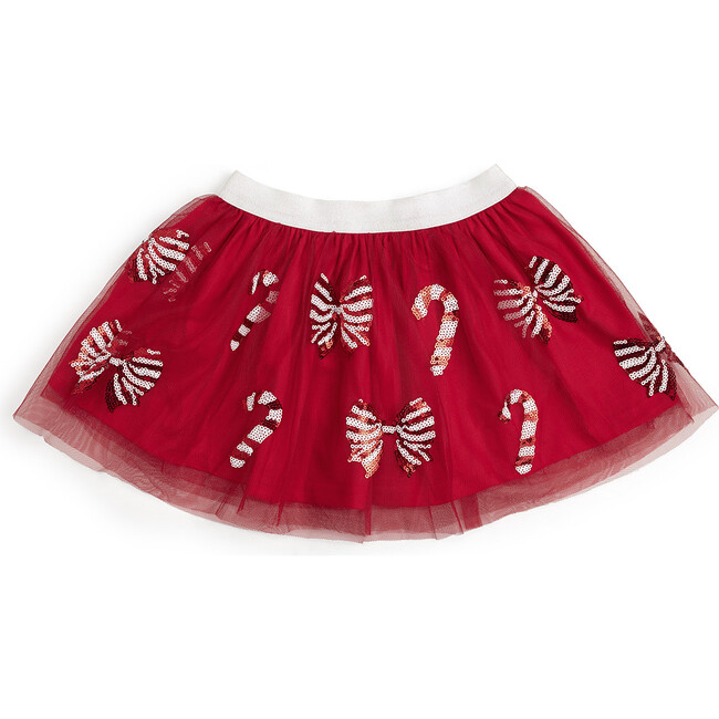 Candy Cane Coquette Sequin Christmas Tutu, Ruby Red