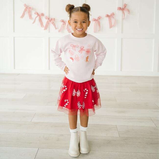 Candy Cane Coquette Sequin Christmas Tutu, Ruby Red - Tutus - 4