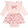 Candy Cane Confetti Christmas Long Sleeve Tutu Bodysuit, Pink - Dresses - 1 - thumbnail