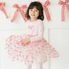 Candy Cane Confetti Christmas Long Sleeve Tutu Dress, Pink - Dresses - 3