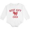 Best Gift Ever Christmas Long Sleeve Romper, White - Rompers - 1 - thumbnail