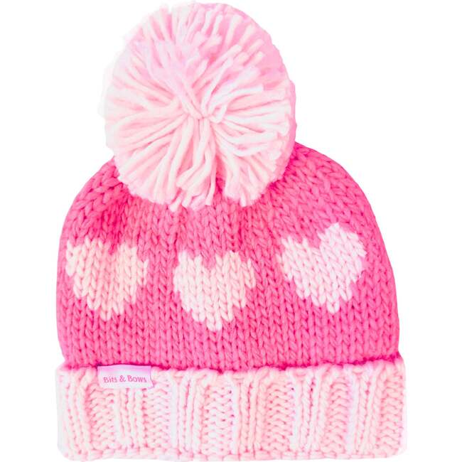 Hearts Bobble Hat, Pink
