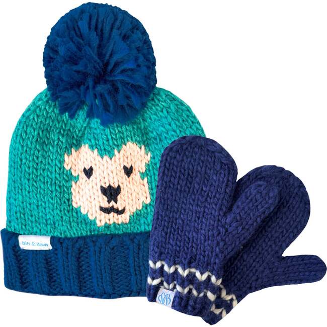 Teddy Bear Bobble Hat, Blue - Hats - 2