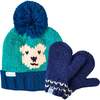 Teddy Bear Bobble Hat, Blue - Hats - 2