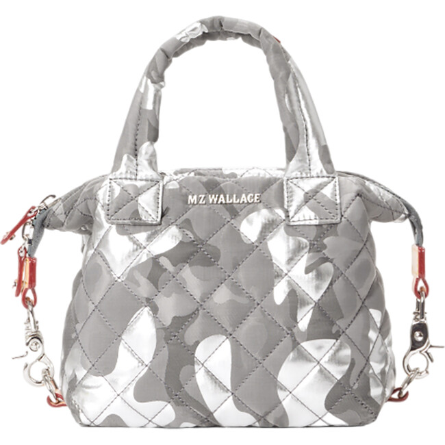 Women's Micro Sutton Crossbody Sling Bag, Silver Metallic Camo