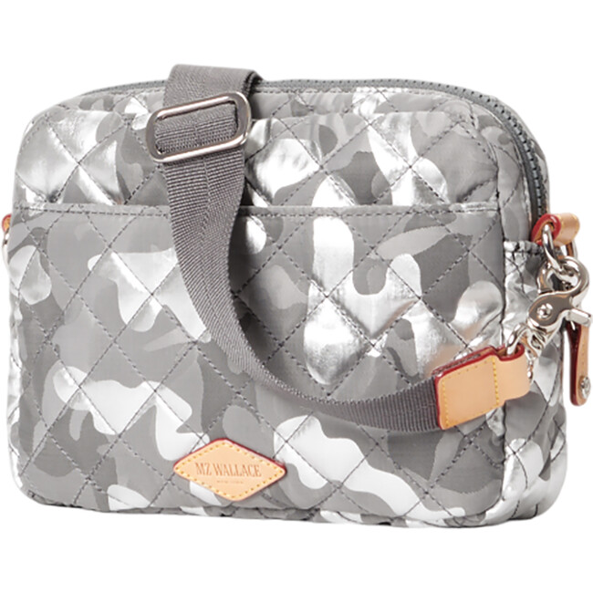 Women's Small Metro Quilt Crossbody Camera Bag, Silver Metallic Camo - Bags - 2