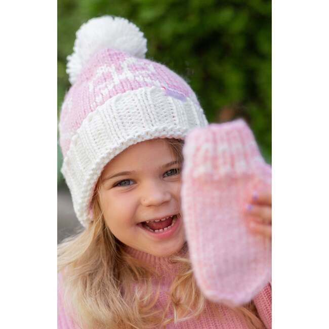 Bows Bobble Hat, Pink - Hats - 2