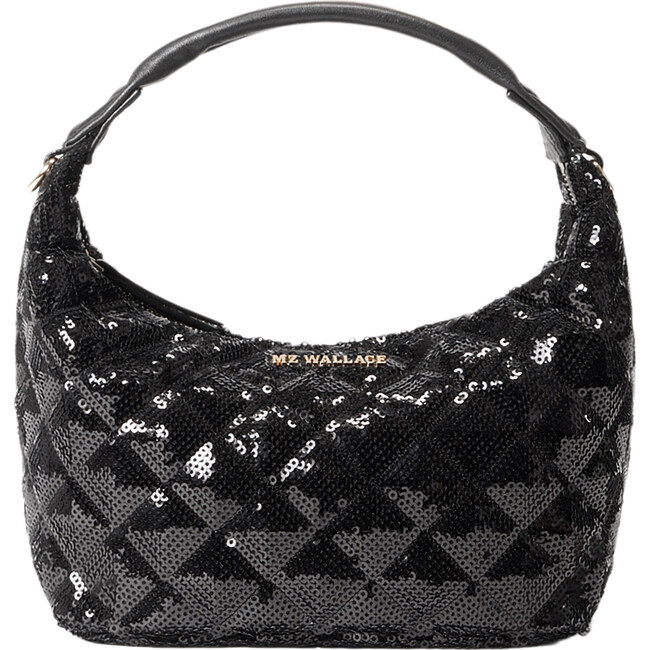 Women's Mini Hobo, Black Sequin - Bags - 1