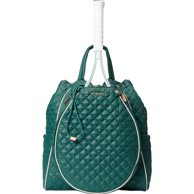 Women's Doubles Tennis Sleeve Convertible Backpack, Emerald & Ecru - Backpacks - 1