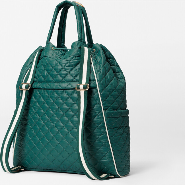 Women's Doubles Tennis Sleeve Convertible Backpack, Emerald & Ecru - Backpacks - 2