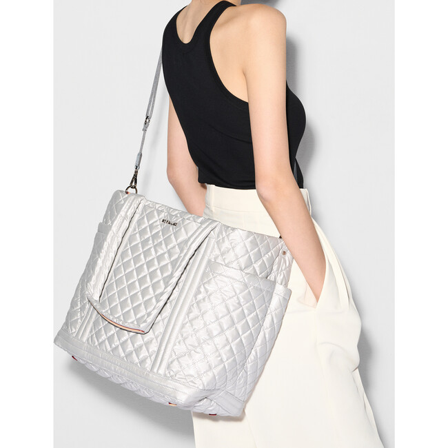 Large Empire Tote, Oyster Metallic - Bags - 3