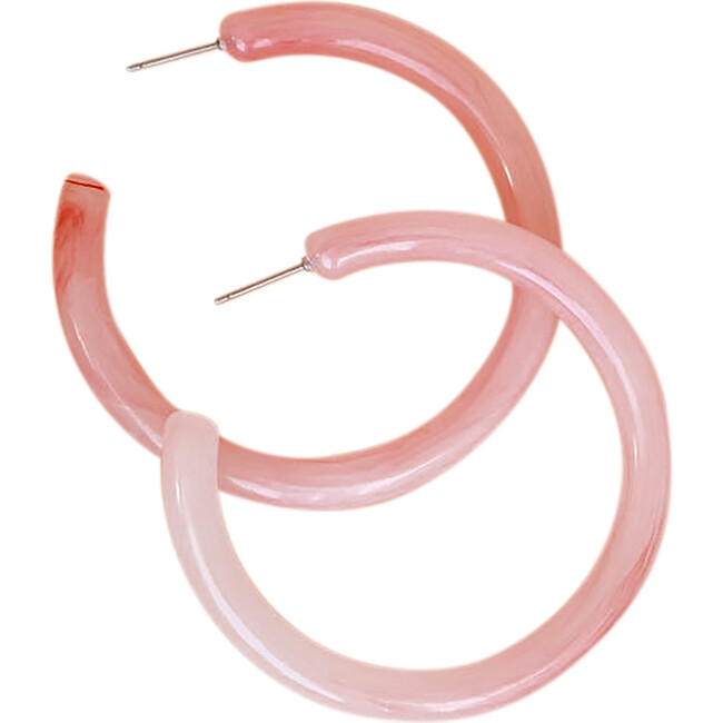 Women's Large Acetate Hoops Brinkley Earring, Pearl Pink - Earrings - 1