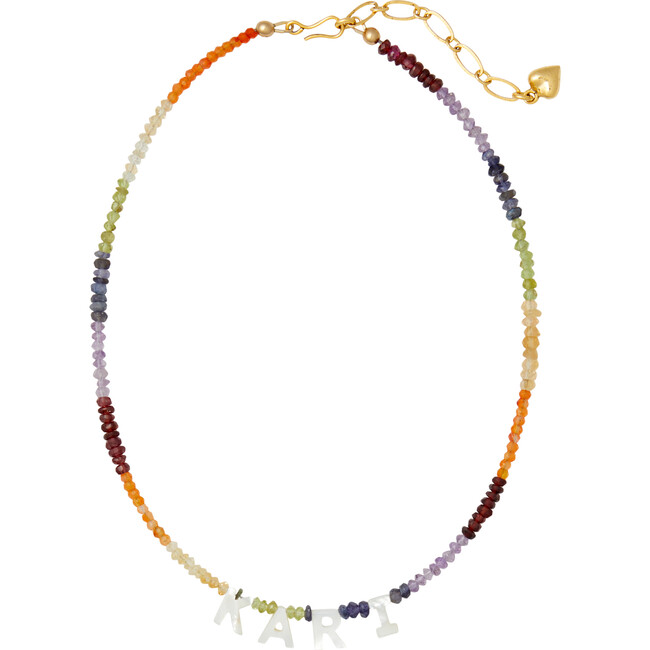 Women's Say My Name Necklace, Rainbow Ombre