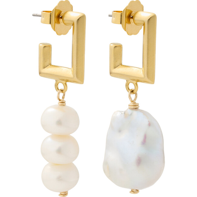 Women's Becca Pearl And Gold Hoops - Earrings - 1
