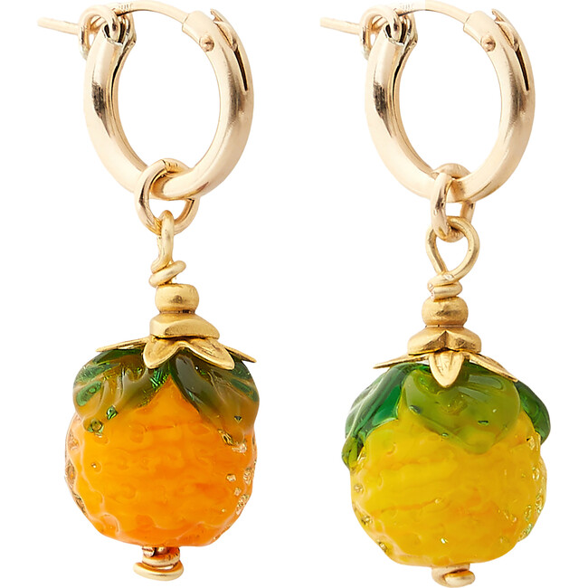 Women's Fruit Salad Earrings, Orange & Lemon