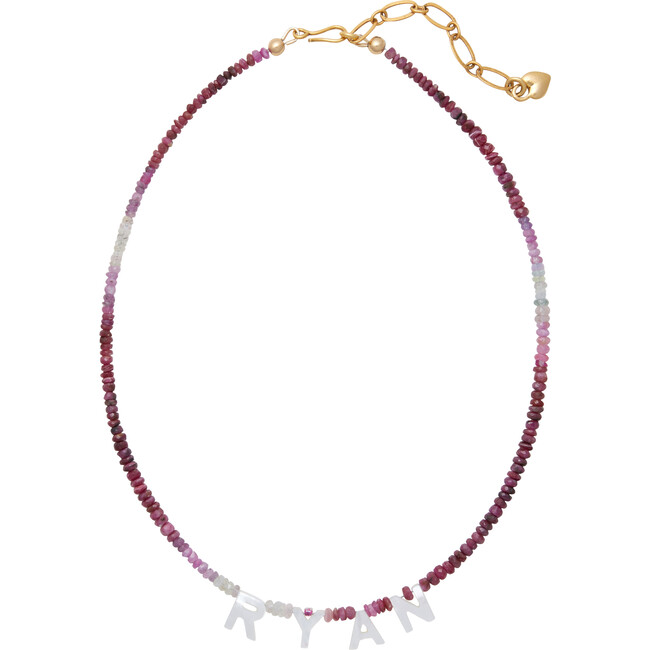 Women's Say My Name Necklace, Pink Sapphire