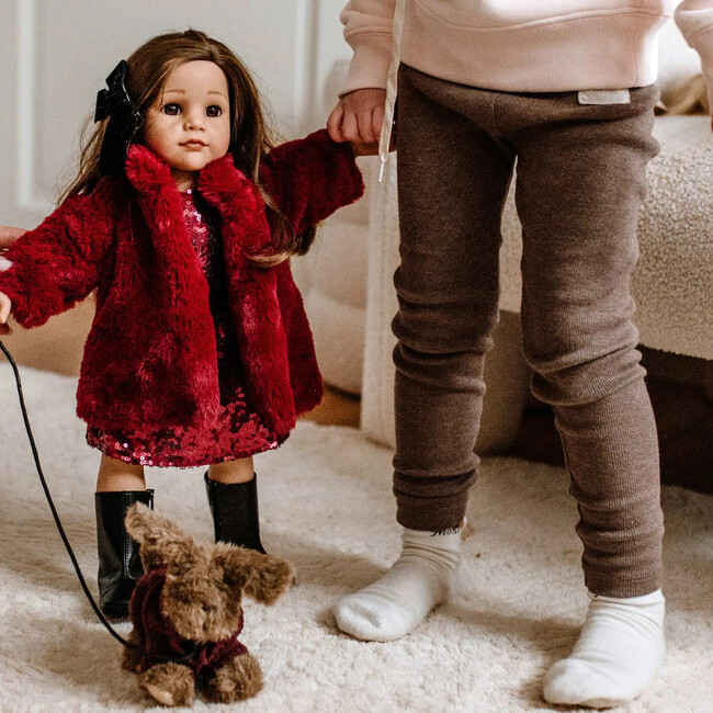 Gotz Hannah Jubilee Doll & Her Dog Polly 19.5" Fully Articulated Vinyl Doll with Burgundy Sequin Dress, Plush Coat, and Certificate (Limited Jubilee Edition) - Dolls - 2