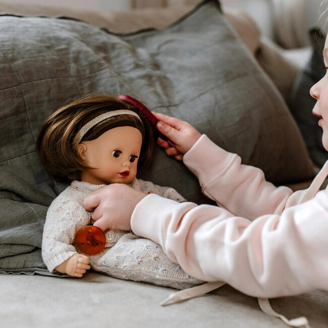 Gotz Muffin “Cozy Knits” Baby Doll – 13" Soft‑Body Doll with Brown Sleeping Eyes, Shoulder‑Length Hair, Beige Knit Romper, Headband & Pacifier – Ages 3+ - Dolls - 2