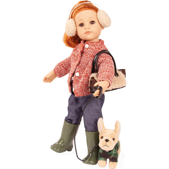 Gotz Hannah & Her Dog – 19.5" Poseable Hard‑Vinyl Standing Doll with Washable Red Hair, Knit Jacket, Jeans, Boots & Plush Dog Set – Ages 3+ - Dolls - 5