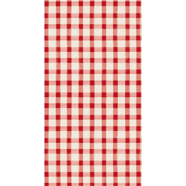Red Painted Check Guest Napkin, Red And White