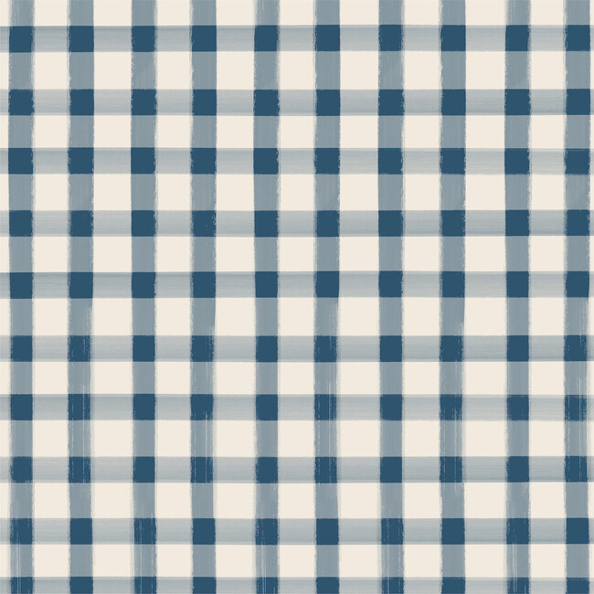 Navy Painted Check Beverage Napkin, Set of 20