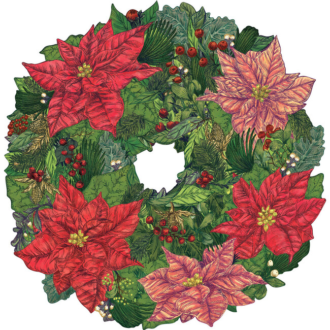 Poinsettia Wreath Placemat - Party - 1