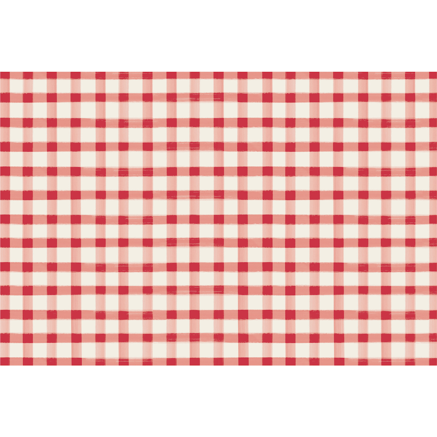 Red Painted Check, Red And White - Tabletop - 1