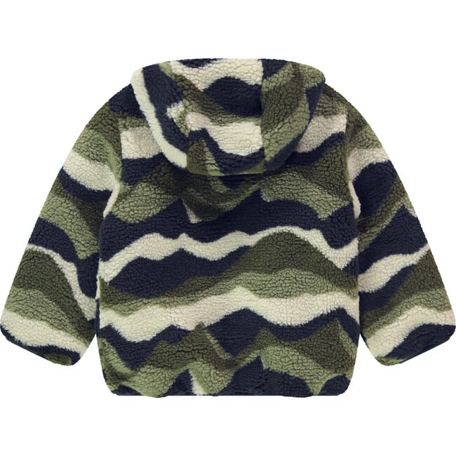 Reversible Fuzzy Sherpa Camo Winter Jacket, Navy & Multicolors