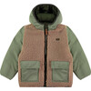 Reversible Multi-Textured Sherpa Winter Jacket, Green - Jackets - 3