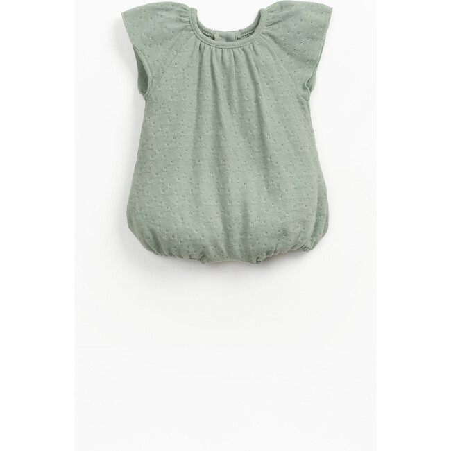 Pointelle Cap Sleeve Romper, Green