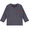 Shark Long Sleeved Pocket Tee, Dark Blue - T-Shirts - 1 - thumbnail