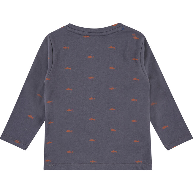 Shark Long Sleeved Pocket Tee, Dark Blue - T-Shirts - 2
