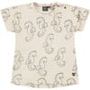 All-Over Seahorse Illustration Graphic Print T-Shirt, Ivory - T-Shirts - 1 - thumbnail