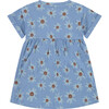Smiling Daisy Print Short Sleeve Dress, Blue - Dresses - 2