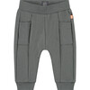 Ribbed Cuff Front Pocket Center Seam Sweatpants, Thyme - Sweatpants - 1 - thumbnail