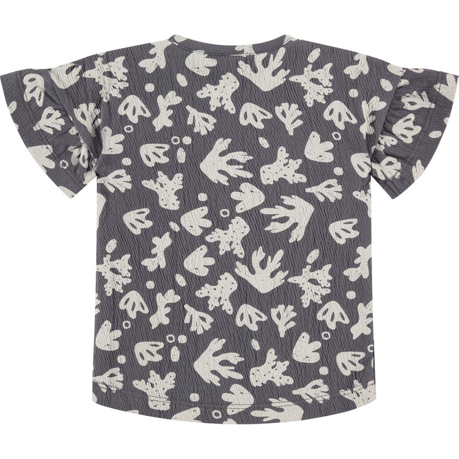 All-Over Abstract Sea Plant Graphic Print T-Shirt, Grey - T-Shirts - 2
