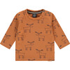 All-Over Moose Outline Long Sleeve Tee Shirt, Orange - T-Shirts - 1 - thumbnail