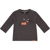 Moose Graphic Long Sleeve Tee Shirt, Charcoal - T-Shirts - 1 - thumbnail